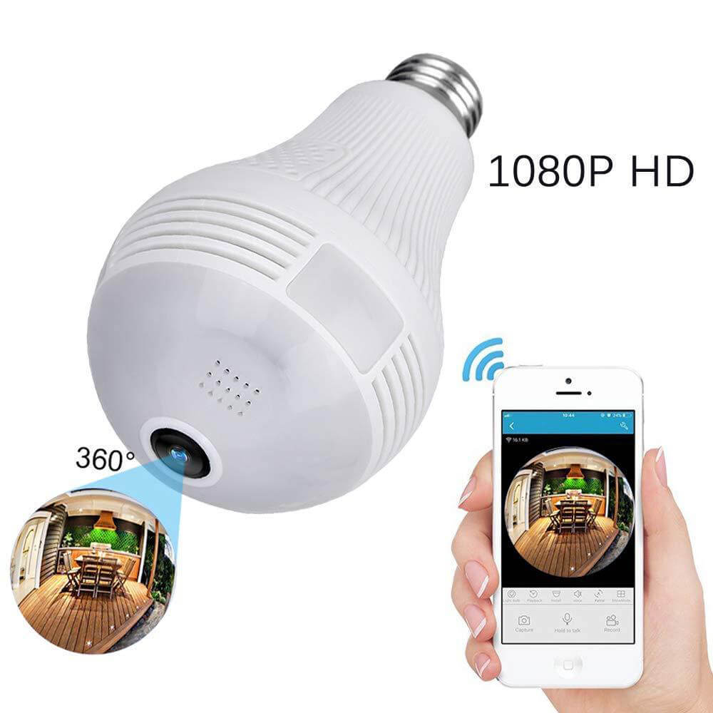 Ampoule - Caméra Espion - Wifi HD Panoramique 360° Avec Accès par Smartphone